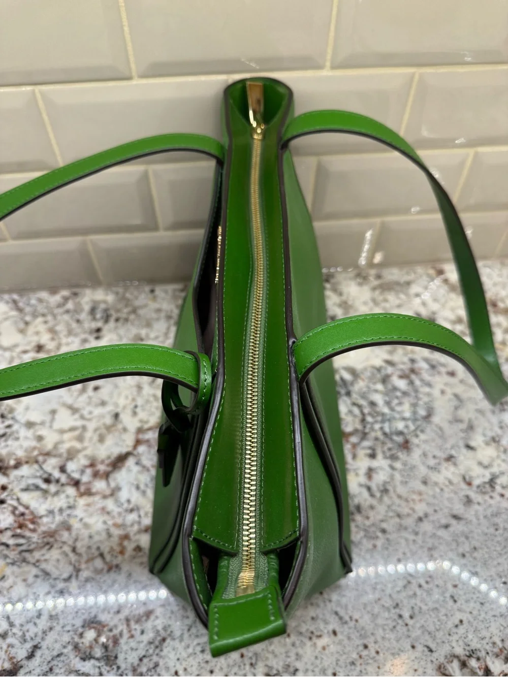 MICHAEL KORS Whitney Green Leather Handbag